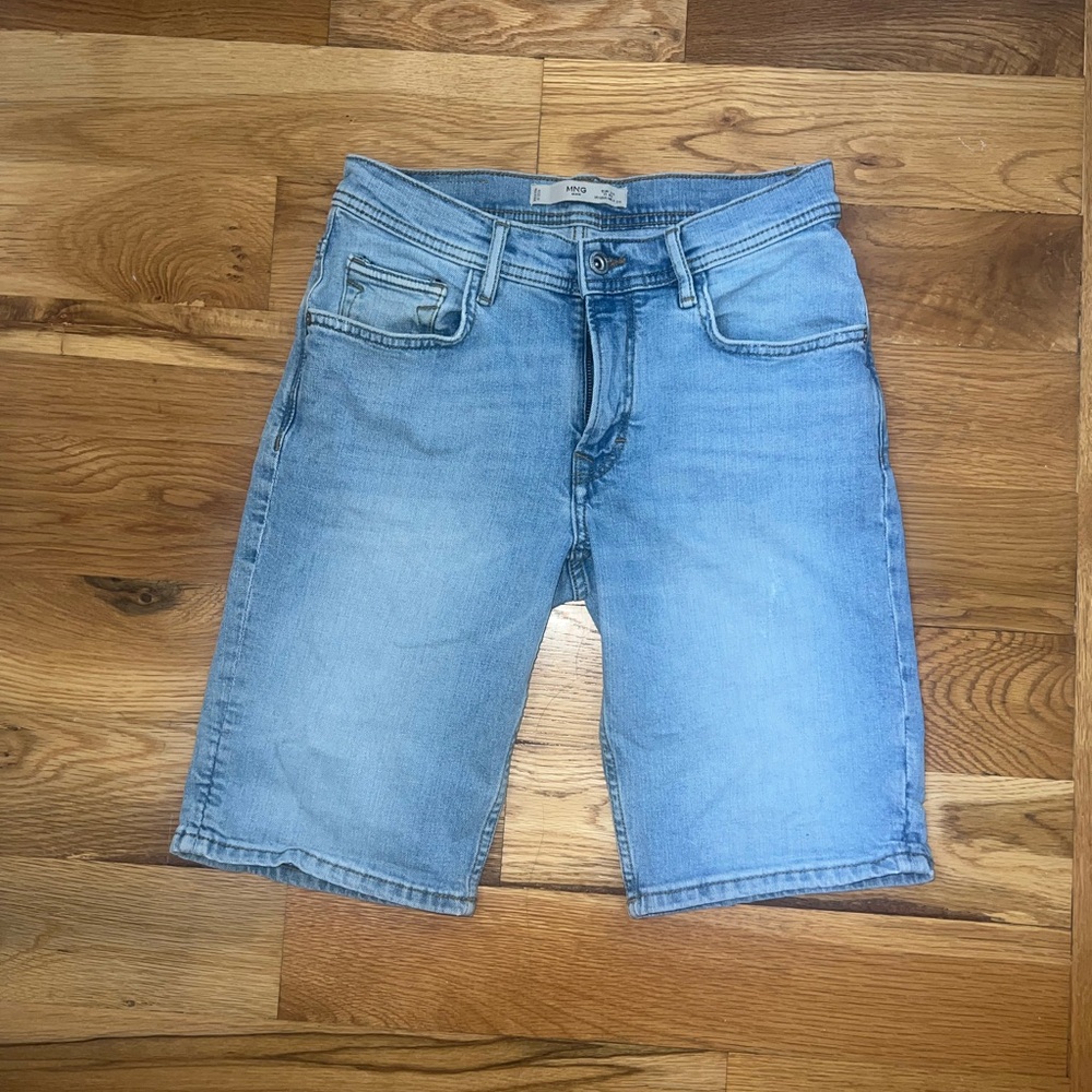 Mango Men’s Classic Blue Distressed Denim Shorts